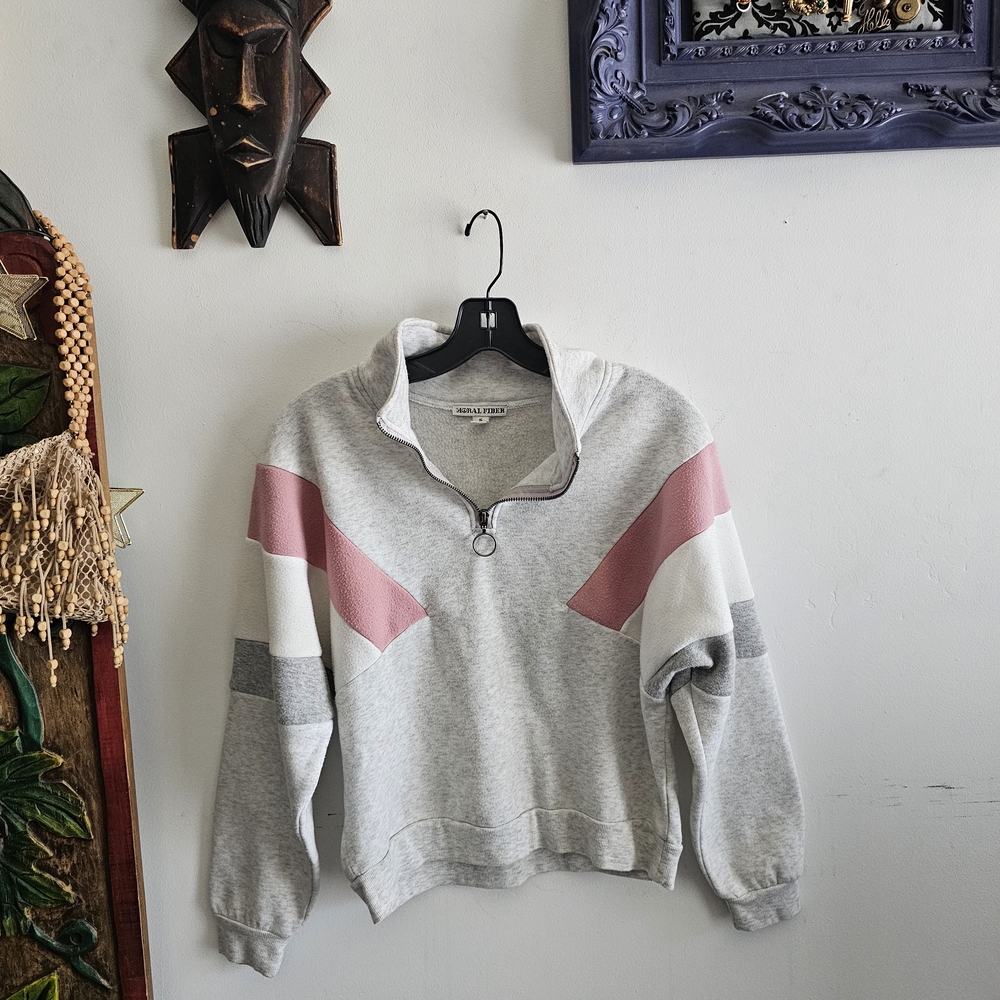 Moral Fiber Gray and Pink Colorblock Sweatshirt